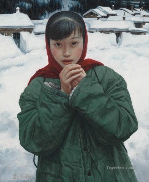 Snow at Frontier Chinese Girls Oil Paintings